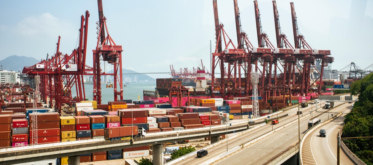 Container ship at Chinese port - ocean freight from China to Kenya